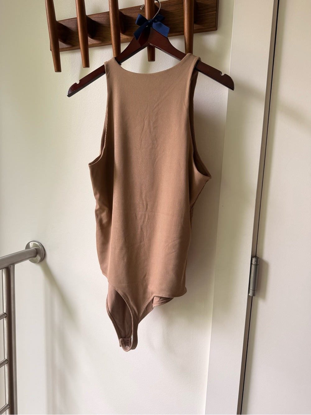 Abercrombie & Fitch Tan Ribbed Scoop-Back Bodysuit
